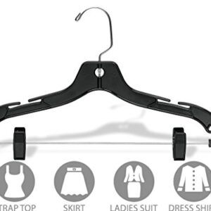 The Great American Hanger Company Matte Black Plastic Combo Hanger w/Adujstable Clips, Box of 100 Space Saving Hangers w/Notches and 360 Degree Nickel Swivel Hook for Shirt Dress or Skirt