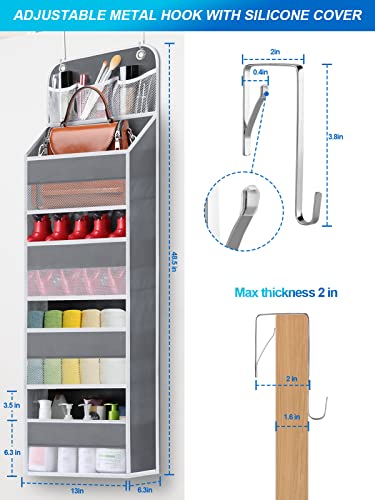 Wakaye 2 Pack 5-Shelf Over the Door Organizer - Hanging Storage Door Organizer with 4 Foldable Big Pocket Storage,Anti Tilt Closet Door Organizer for Pantry,Bathroom,Bedroom,Kitchen