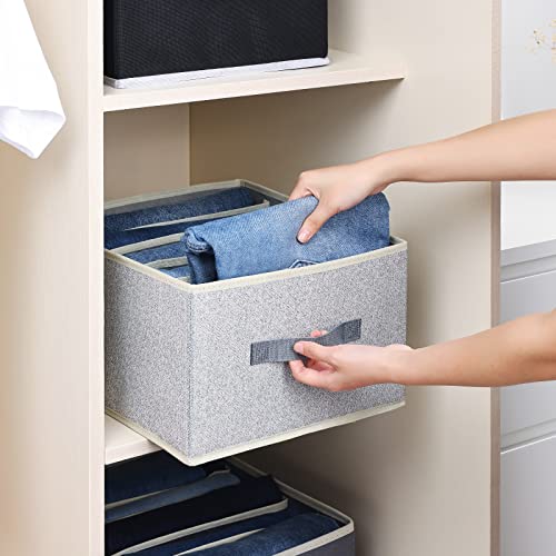 homsorout Clothes Organizer for Folded Clothes, Drawer Organizer for Clothing with Handles, Fabric Closet Organizers and Storage Bins, Clothing Organizer for Wardrobe, Drawer, 4 Pack, Blended, Black