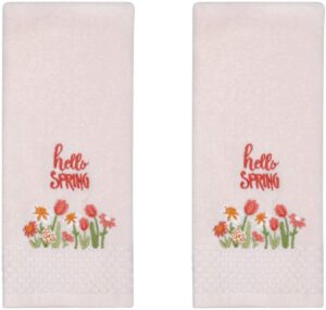 think spring 2-pack white embroidery decorative cotton kitchen bath hand towels