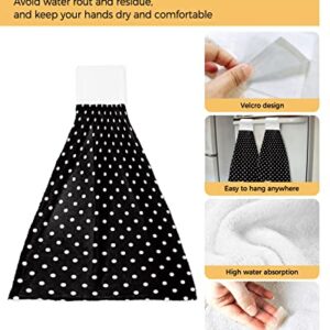 CyCoShower Hanging Hand Towels Kitchen Towel Simple White and Black Polka Dot Bathroom Hand Towels with Loop Tie Towels Soft,Absorbent Tea Bar Towels,1pc