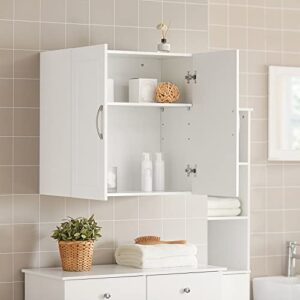 Haotian FRG231-W, White Kitchen Bathroom Wall Cabinet, Garage or Laundry Room Wall Storage Cabinet, White Stipple, Linen Tower Bath Cabinet, Cabinet with Shelf