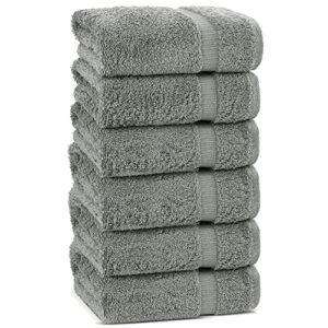 chakir turkish linens | hotel & spa quality 100% cotton premium turkish towels | soft & absorbent (6-piece hand towels, gray)