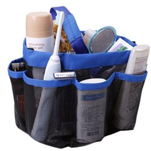 eoocvt Mesh Shower Caddy, 8 Pockets Quick Dry Hanging Toiletry Tote Bag for Bathroom Shower Organizer Accessories (Blue)