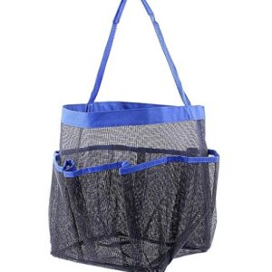 eoocvt Mesh Shower Caddy, 8 Pockets Quick Dry Hanging Toiletry Tote Bag for Bathroom Shower Organizer Accessories (Blue)