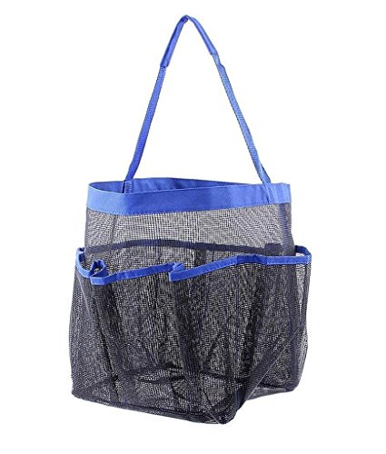 eoocvt Mesh Shower Caddy, 8 Pockets Quick Dry Hanging Toiletry Tote Bag for Bathroom Shower Organizer Accessories (Blue)