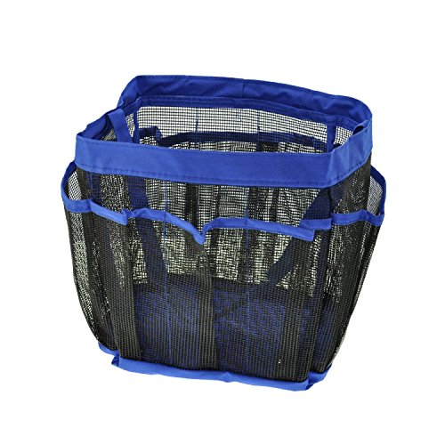 eoocvt Mesh Shower Caddy, 8 Pockets Quick Dry Hanging Toiletry Tote Bag for Bathroom Shower Organizer Accessories (Blue)