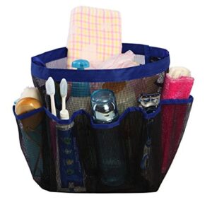 eoocvt Mesh Shower Caddy, 8 Pockets Quick Dry Hanging Toiletry Tote Bag for Bathroom Shower Organizer Accessories (Blue)