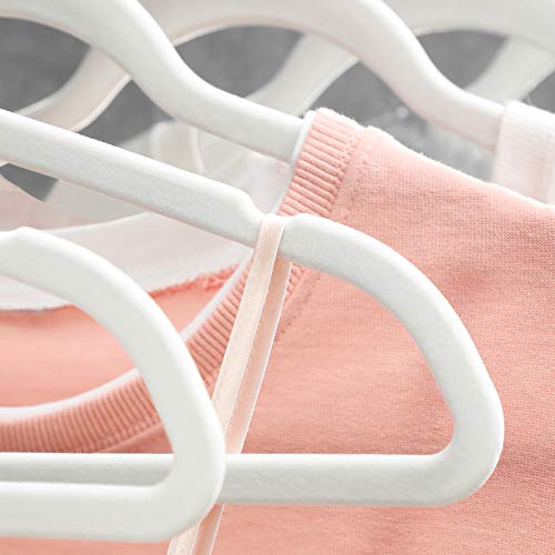 SONGMICS Velvet Hangers 50 Pack, Non Slip Hangers with Rose Gold Color Swivel Hook, Slim Hangers Space Saving, Velvet Hangers for Closet, Heavy Duty Velvet Hangers, White UCRF026W03