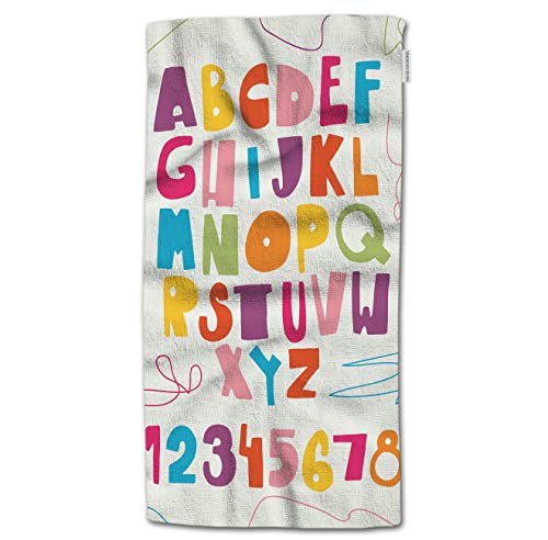 HGOD DESIGNS Hand Towel Alphabet,Funny Kids ABC Childish Design Hand Towel Best for Bathroom Kitchen Bath and Hand Towels 30" Lx15 W