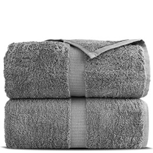 towel bazaar premium turkish cotton super soft and absorbent towels (2-piece bath sheet towel, gray)