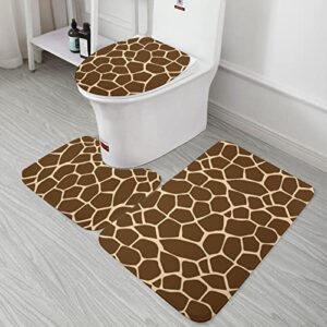 Roargy Bathroom Rugs Sets 3 Piece Bath Mat Giraffe Machine Wash Absorbent Soft Shower Tub Mat Toilet Non-Slip Home Decor Gifts for Her,15''×25''