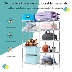 ldab Portable Wardrobe Closet, Bedroom Clothes Closet Storage Organizer with Storage Shelves, Hanging Rack & Side Pockets, 41" L x 18" W x 67" H, Extra Strong and Durable -Grey Pattern