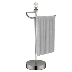 rolabam heavy weighted hand towel holder(with crystal ball) hand towel holder stand total height 15.7'' for kitchen,bathroom,vanity and countertops,classic metal fingertip towel holder,brushed nickel