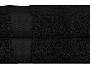GLAMBURG Premium Cotton Oversized 2 Pack Bath Sheet 35x70-100% Pure Cotton - Ideal for Everyday use - Ultra Soft & Highly Absorbent - Machine Washable - Black