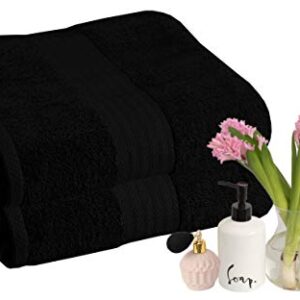 GLAMBURG Premium Cotton Oversized 2 Pack Bath Sheet 35x70-100% Pure Cotton - Ideal for Everyday use - Ultra Soft & Highly Absorbent - Machine Washable - Black