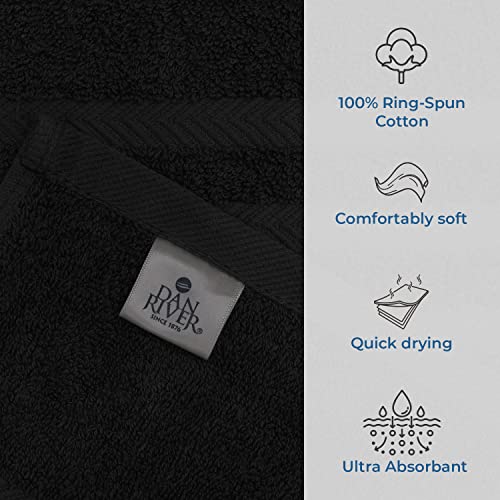 DAN RIVER Bath Sheets Set of 2 – 550 GSM Ultra Super Soft & Highly Absorbent Sheets – 100% Cotton Jumbo Large Bath Towels for Bathroom, Home, Hotel, Spa, Beach, Pool, Gym – 35”x70” in Black