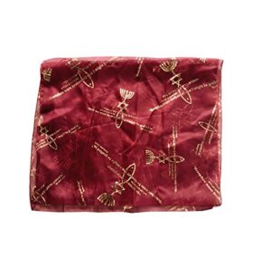 holy land market messianic seal head scarf or shawl - model i - 100% polyester, hand wash (180 x 120 cm or 20 x 60 inches) (burgundy)