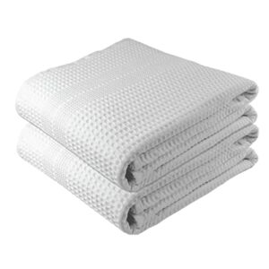 gilden tree waffle towels quick dry lint free thin, 2 pack bath sheets 40x80 oversized extra large for adults, classic style (white)
