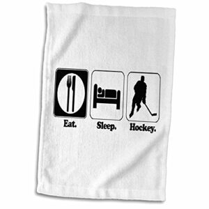 3d rose funny hobby lifestyle design eat sleep hockey hand/sports towel, 15 x 22