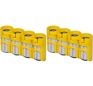 2 x battery cases by powerpax slim line cr123 battery caddy, yellow - each holds 4" cr123 batteries