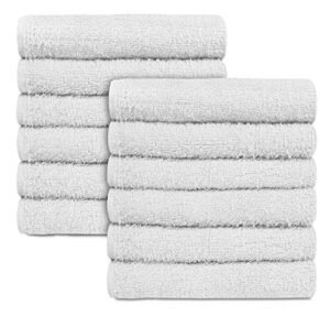 american terry mills 100% cotton economy salon towels gym towels hand towel, maximum softness, absorbency & durability, (15" l x 25" w 2.25lbs/doz, white, 24 piece