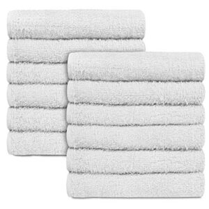 American Terry Mills 100% Cotton Economy Salon Towels Gym Towels Hand Towel, Maximum Softness, Absorbency & Durability, (15" L x 25" W 2.25Lbs/Doz, White, 24 Piece