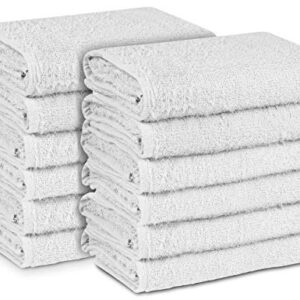 American Terry Mills 100% Cotton Economy Salon Towels Gym Towels Hand Towel, Maximum Softness, Absorbency & Durability, (15" L x 25" W 2.25Lbs/Doz, White, 24 Piece