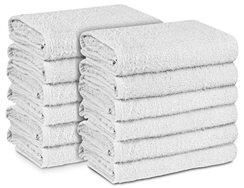 American Terry Mills 100% Cotton Economy Salon Towels Gym Towels Hand Towel, Maximum Softness, Absorbency & Durability, (15" L x 25" W 2.25Lbs/Doz, White, 24 Piece