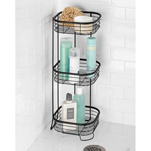 InterDesign Forma Free Standing Bathroom or Shower Storage Shelves for Towels, Soap, Shampoo, Lotion, Accessories - 3 Tier, Matte Black