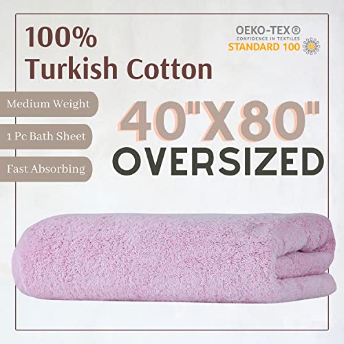 TEXTILOM 100% Turkish Cotton Oversized Luxury Bath Sheets, Jumbo & Extra Large Bath Towels Sheet for Bathroom and Shower with Maximum Softness & Absorbent (40 x 80 inches)- Lilac