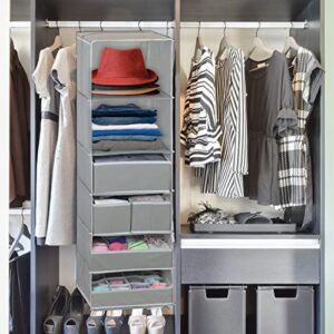 Simple Houseware 6 Shelves Hanging Organizer with Drawers, Grey