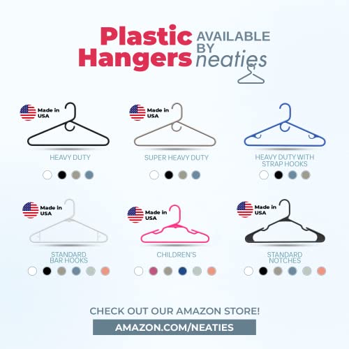 Neaties White Plastic Clothes Hangers | 15 30 45 60 100 150 200 Pack Available | Plastic Closet Hangers | Non-Slip Heavy Duty Hangers Plastic, Slim Adult Closet Hangers Notched (30 Pack)