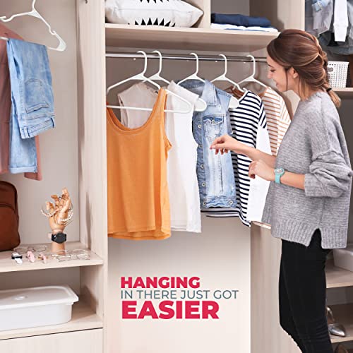 Neaties White Plastic Clothes Hangers | 15 30 45 60 100 150 200 Pack Available | Plastic Closet Hangers | Non-Slip Heavy Duty Hangers Plastic, Slim Adult Closet Hangers Notched (30 Pack)