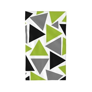 abjuui bath hand towel,triangles lime green gray black highly absorbent soft polyester microfiber face towel dish towel kitchen hand towel gym yoga towel 16x28inch