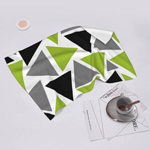 ABJUUI Bath Hand Towel,Triangles Lime Green Gray Black Highly Absorbent Soft Polyester Microfiber Face Towel Dish Towel Kitchen Hand Towel Gym Yoga Towel 16x28inch