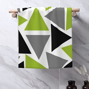 ABJUUI Bath Hand Towel,Triangles Lime Green Gray Black Highly Absorbent Soft Polyester Microfiber Face Towel Dish Towel Kitchen Hand Towel Gym Yoga Towel 16x28inch