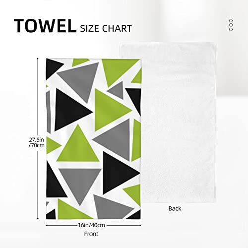 ABJUUI Bath Hand Towel,Triangles Lime Green Gray Black Highly Absorbent Soft Polyester Microfiber Face Towel Dish Towel Kitchen Hand Towel Gym Yoga Towel 16x28inch