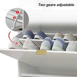 eclife Shoe Cabinet Shoe Rack Storage Organizer with 3-Tier Drawers White Entryway Shoe Cabinet for Heels, Boots, Slippers