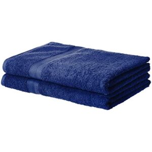 amazon basics fade-resistant cotton bath sheet - 2-pack, navy blue