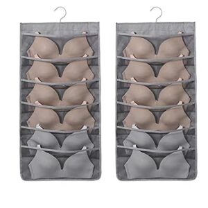yllshengyu bra organizer hanging double sided with metal hanger mesh pockets for storage bag for bra socks underwear underpants