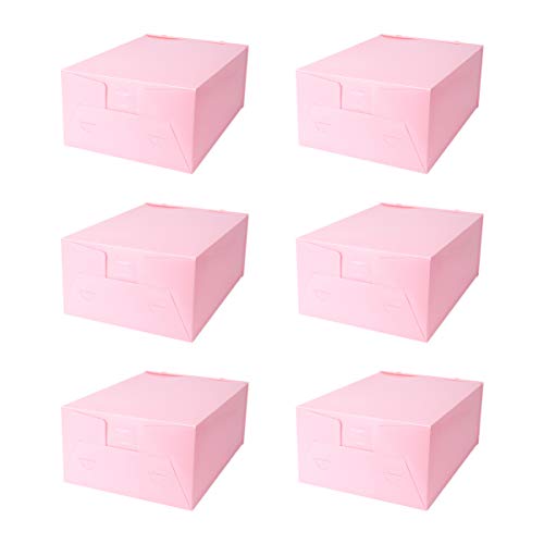 Hemoton 6pcs Pink Shoe Boxes Stackable Shoe Storage Organizer Drawer Type Shoe Container Cabinet for Entryway Hallway Living Room 31X21.5X12.5cm