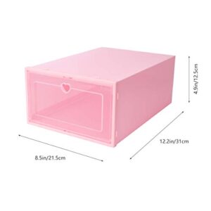 Hemoton 6pcs Pink Shoe Boxes Stackable Shoe Storage Organizer Drawer Type Shoe Container Cabinet for Entryway Hallway Living Room 31X21.5X12.5cm