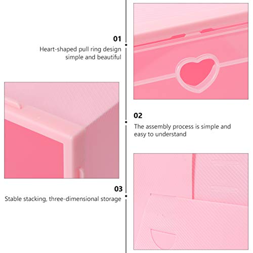 Hemoton 6pcs Pink Shoe Boxes Stackable Shoe Storage Organizer Drawer Type Shoe Container Cabinet for Entryway Hallway Living Room 31X21.5X12.5cm