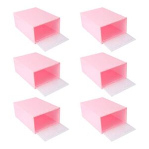 Hemoton 6pcs Pink Shoe Boxes Stackable Shoe Storage Organizer Drawer Type Shoe Container Cabinet for Entryway Hallway Living Room 31X21.5X12.5cm