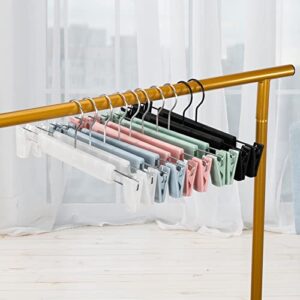 Lamitocs Skirt Hangers，Pants Hangers with Clips，360 ° Swivel Hooks Space Saving Hangers for Pants, Skirts, Clothes, Jeans (10Pack, Pink)