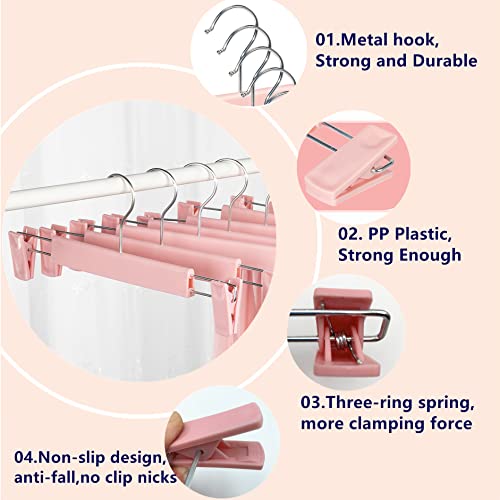 Lamitocs Skirt Hangers，Pants Hangers with Clips，360 ° Swivel Hooks Space Saving Hangers for Pants, Skirts, Clothes, Jeans (10Pack, Pink)