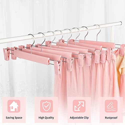 Lamitocs Skirt Hangers，Pants Hangers with Clips，360 ° Swivel Hooks Space Saving Hangers for Pants, Skirts, Clothes, Jeans (10Pack, Pink)