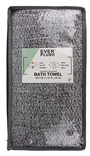 Everplush Diamond Jacquard Bath Towel Set, 2 Pack, Gray