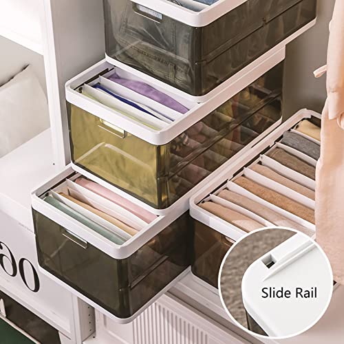 Gridspace Clothes Organizer for Pants, Folded Clothes Storage Organizer with Lid and 7 Grids,Wardrobe Clothes Foldeded Organizer Stackable Storage Bins for Clothes